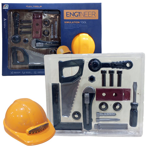 Engineering Workshop Tool kit with Safety Helmet &amp; Construction Equipment's Tools Toy Set for Kids Boys