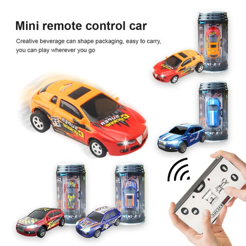 Mini Remote Control Soda Can Car 4 Channel With Front And Back Lights - 2.4GHz - Car Size Approx. 8cm - Red