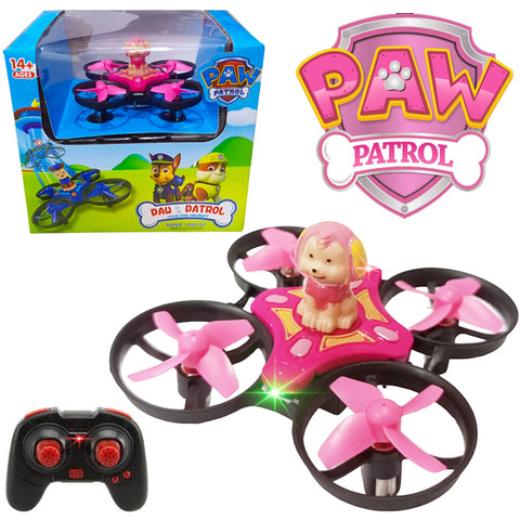 Remote Control Mini Drone With Paw Patrol Figure - Rechargeable With Front and Back Light - Pink