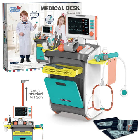 Medical Music Simulated Desk Toy Set Doctor Surgeon Hospital Kids Children Clinic Nurse Push Cart Pretend Play Set Size Approx. 85 cm