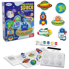 Glow-In-The-Dark-Space Mould &amp; Paint - 6 Designs Fridge Magnets - Multicolor