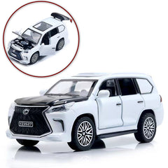 Lexus Land Cruiser Prado - Alloy Children's Sports Model Car Die-Cast Metal Toy Car - Front Doors &amp; Boot &amp; Hood Open - Size Approx. 5 inch - White