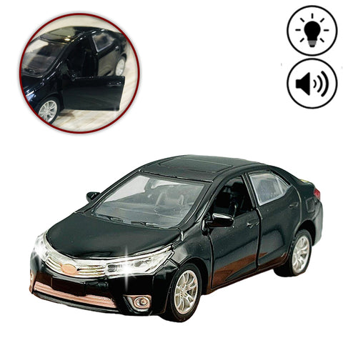 Toyota Corolla Grande Diecast Metal Model Toy Car Collection With Lights and Sounds Pull Back Action - Size Approx. 5 Inch - Black