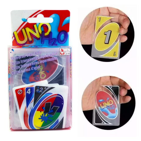 UNO H2O Card Game Waterproof Pressure Proof PVC Plastic Transparent Kids Toys - 112 Cards Pack - Halloween Birthday Gifts