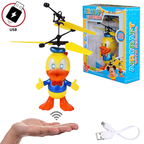 Hand Sensor Control Rechargeable Donald Duck Toy For Kids - Lights Feature - Size Approx. 7 inches - Yellow