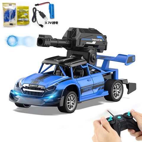 Remote Control Rechargeable Gel Blaster Ball Shooter 4 Channel Car Toy Car With 1000 Gel Balls - 8 inches - Blue