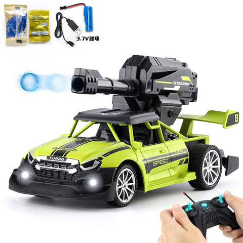 Remote Control Rechargeable Gel Blaster Ball Shooter 4 Channel Car Toy Car With 1000 Gel Balls - 8 inches - Green