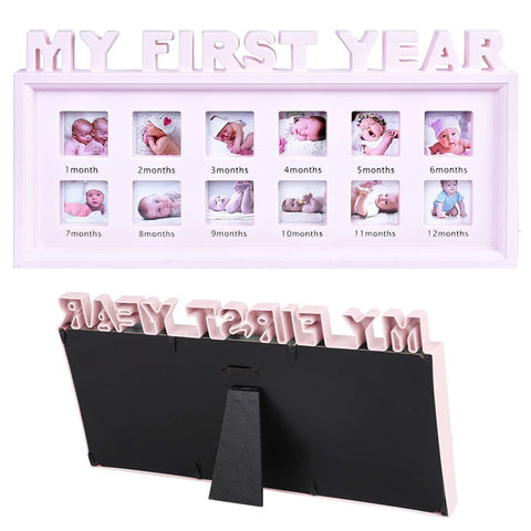 My First Year Baby Pictures Wooden Frame for 12 Month - Frame Pictures From 1 Month to 12 Month Baby Photo Frame - White