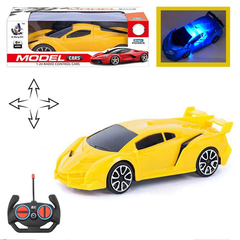 Remote Control Lamborghini Model Car Toy with Lights for Adults and Kids As Birthday Gift - 1:20 Scale - Car Size 7 Inches - Yellow