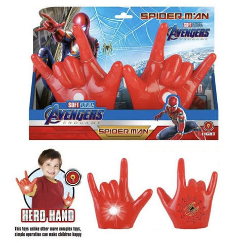 Spiderman Glow Light Gloves Soft Plastic Made For Kids - Red