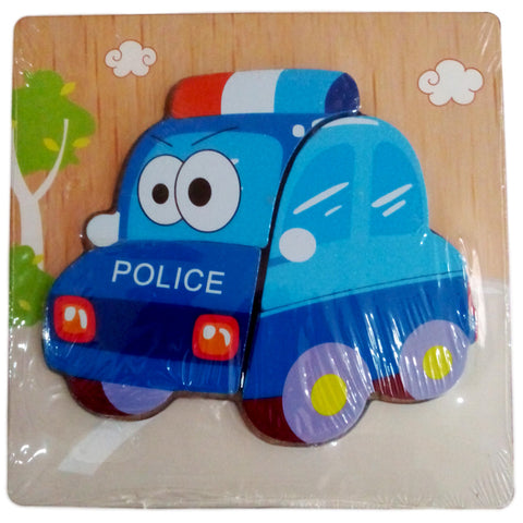 Wooden Puzzle Thick - Police Car