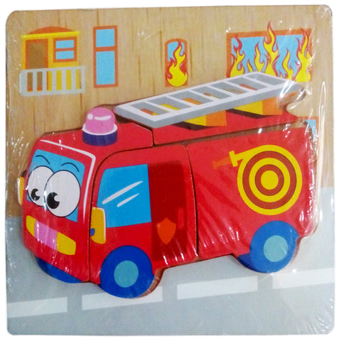 Wooden Puzzle Thick - Fire Truck