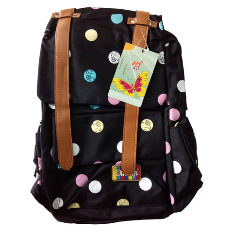 Girls Black Polka Dots School Bag