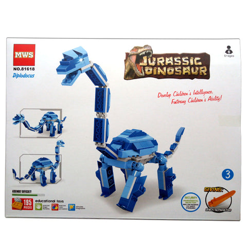 Jurassic Dinosaur - Blue Diplodocus Building Blocks