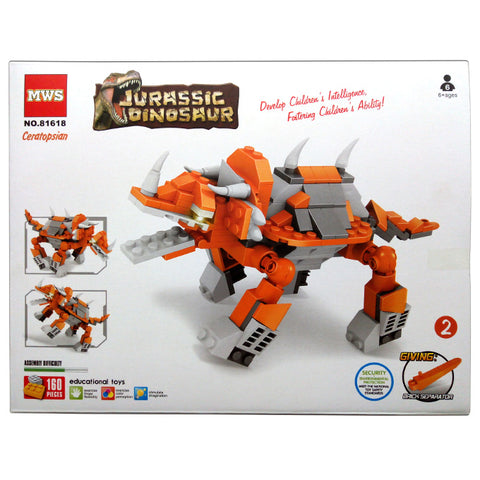 Jurassic Dinosaur - Orange Ceratopsian Building Blocks