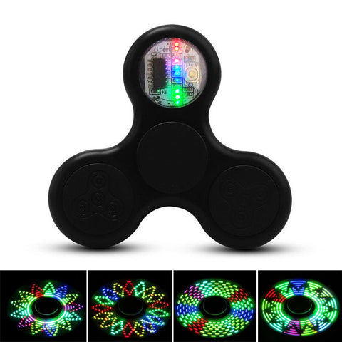 Led Light Fidget Spinner - Multiple Pattern Design - Black