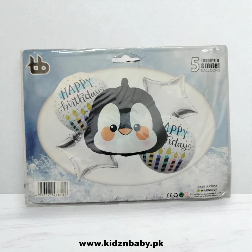 Penguin theme foil balloons pack of 5 for kids birthday and winter theme party decoration Pakistan