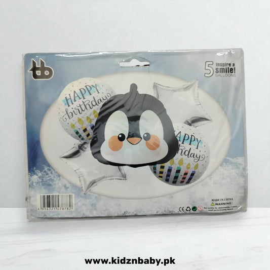 Penguin theme foil balloons pack of 5 for kids birthday and winter theme party decoration Pakistan