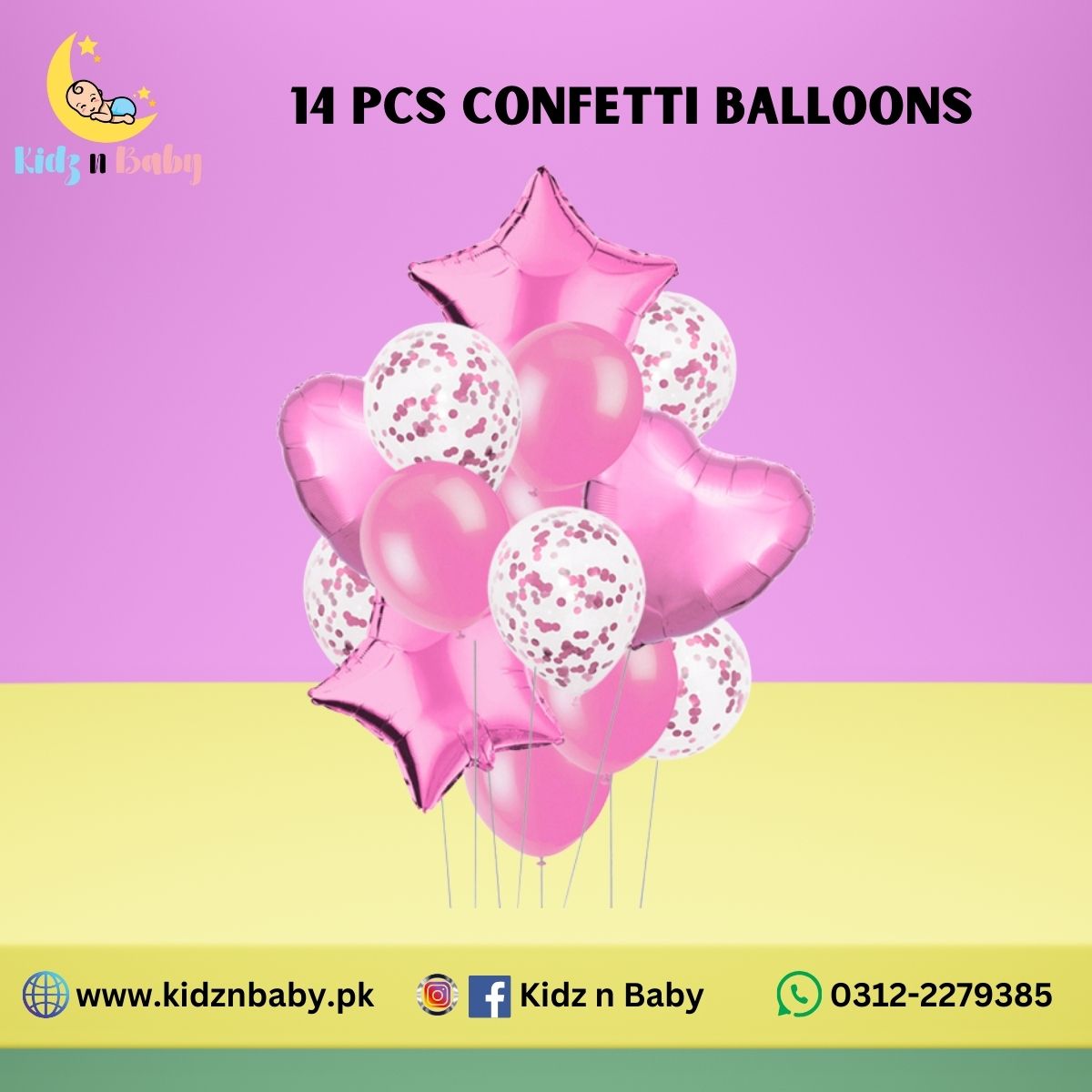 Confetti Latex Star Heart Foil Balloons Set - 14 Pieces