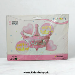 Princess Crown Happy Birthday Theme Combo Foil Balloons – 5 Pieces Party Decoration