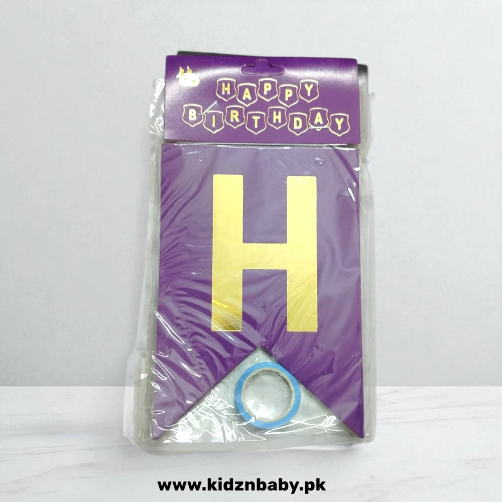 Purple Happy Birthday Party Banner