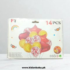 Red and Golden 14 Pieces Confetti Heart and Star Foil Balloons for Party & Event Decoration