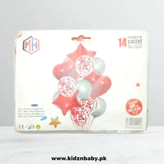 Red and silver 14 Pieces Confetti Heart and Star Foil Balloons for Party & Event Decoration