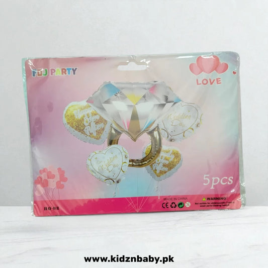Wedding day ring theme foil balloons pack of 5 for wedding and bridal shower decoration Pakistan