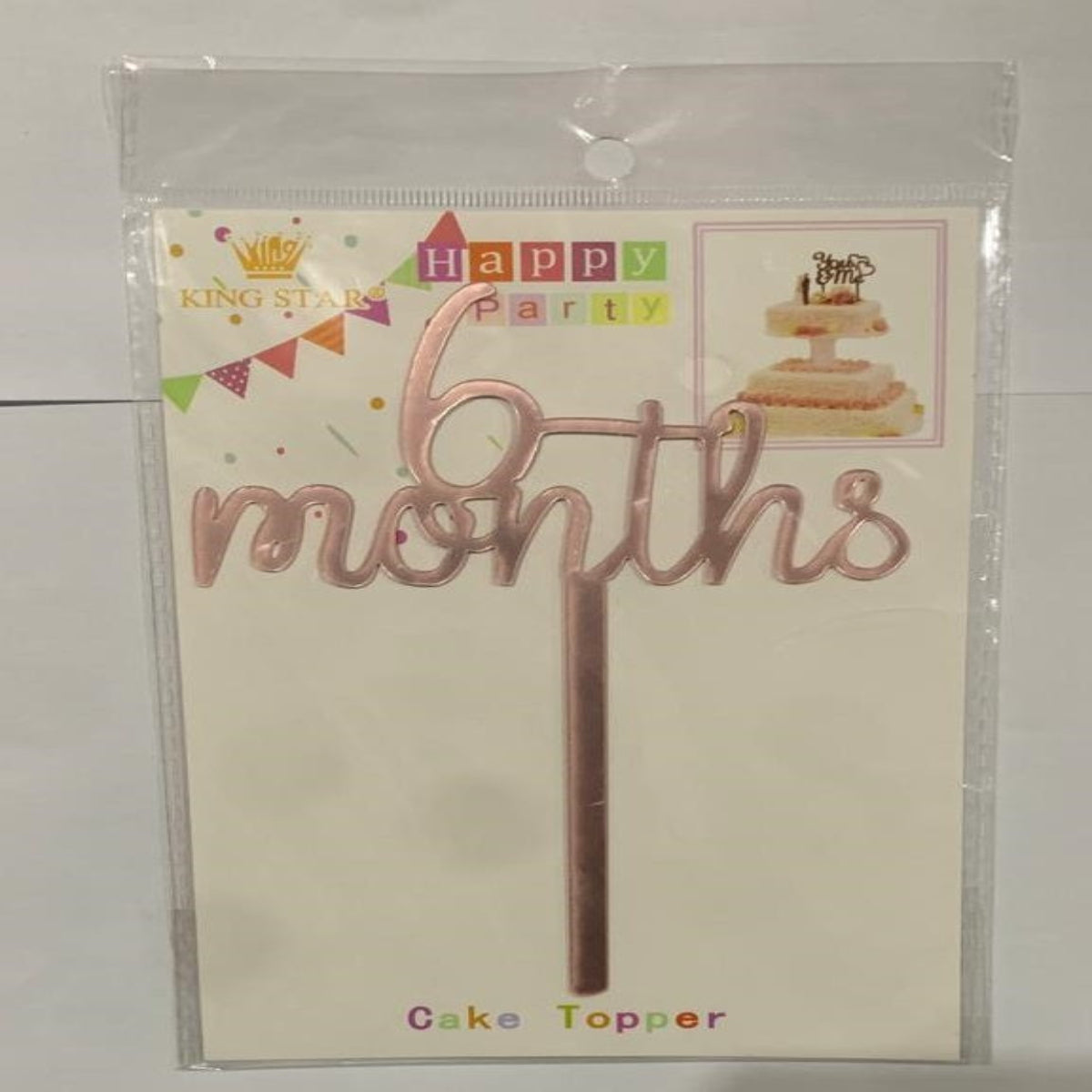 Rose Gold 6 months cake topper for celebrations