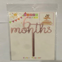 Rose Gold 6 months cake topper for celebrations