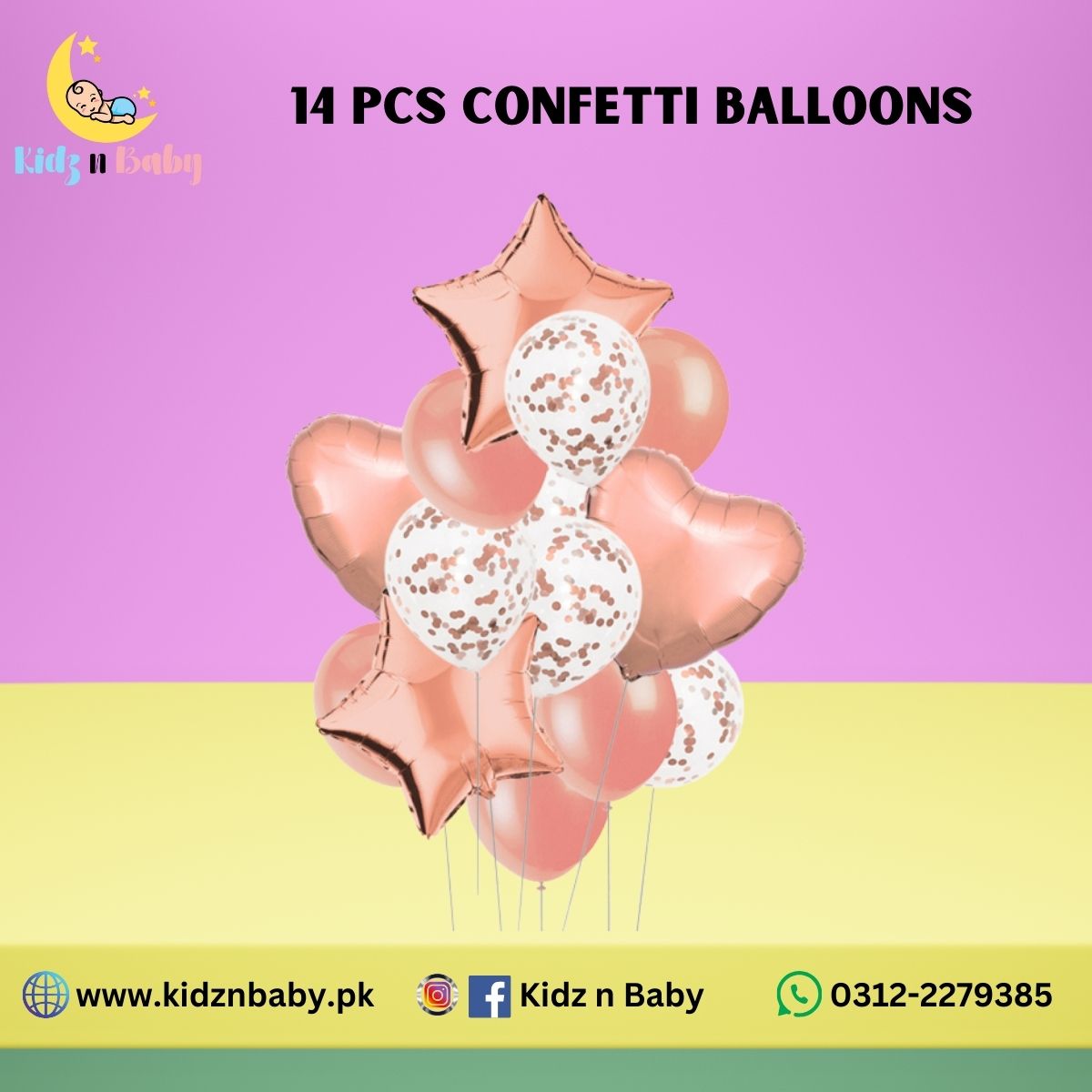 Confetti Latex Star Heart Foil Balloons Set - 14 Pieces