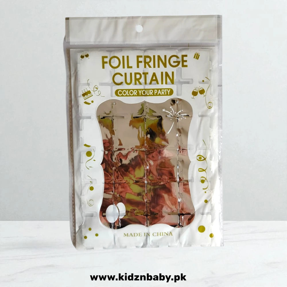 Square foil curtain decoration for anniversary and mehndi stage