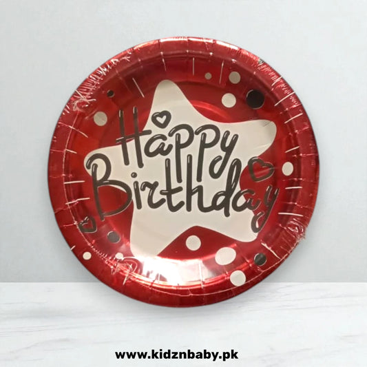 Set of 10 bright red disposable birthday plates for Christmas or themed parties