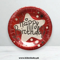 Set of 10 bright red disposable birthday plates for Christmas or themed parties