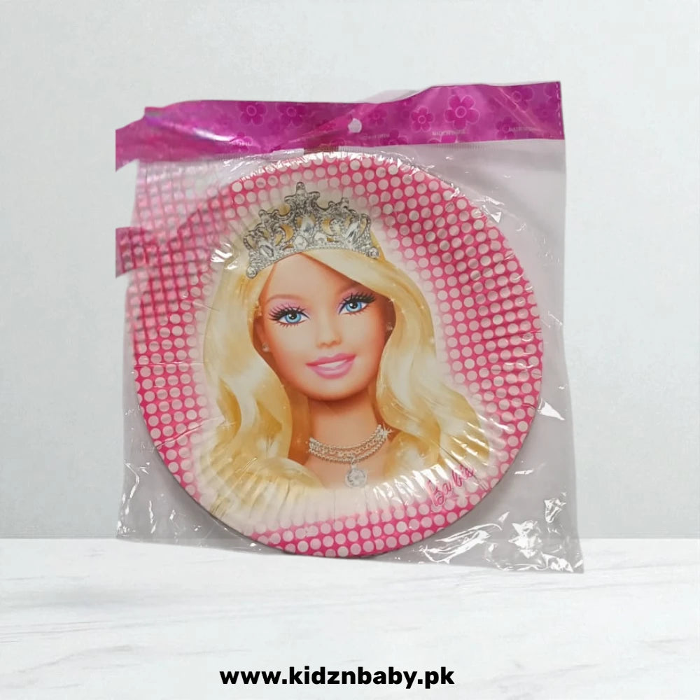 Barbie theme disposable paper plates in pink for a girl's stylish party (Pack of 10)