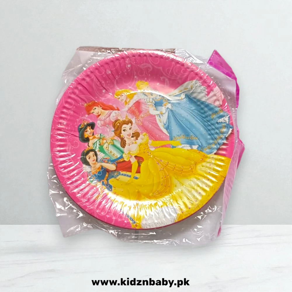 Princess theme disposable paper plates with castle and tiara designs (Pack of 10)