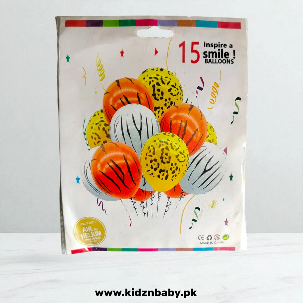 Set of 15 assorted green and gold latex balloons for jungle safari party decoration