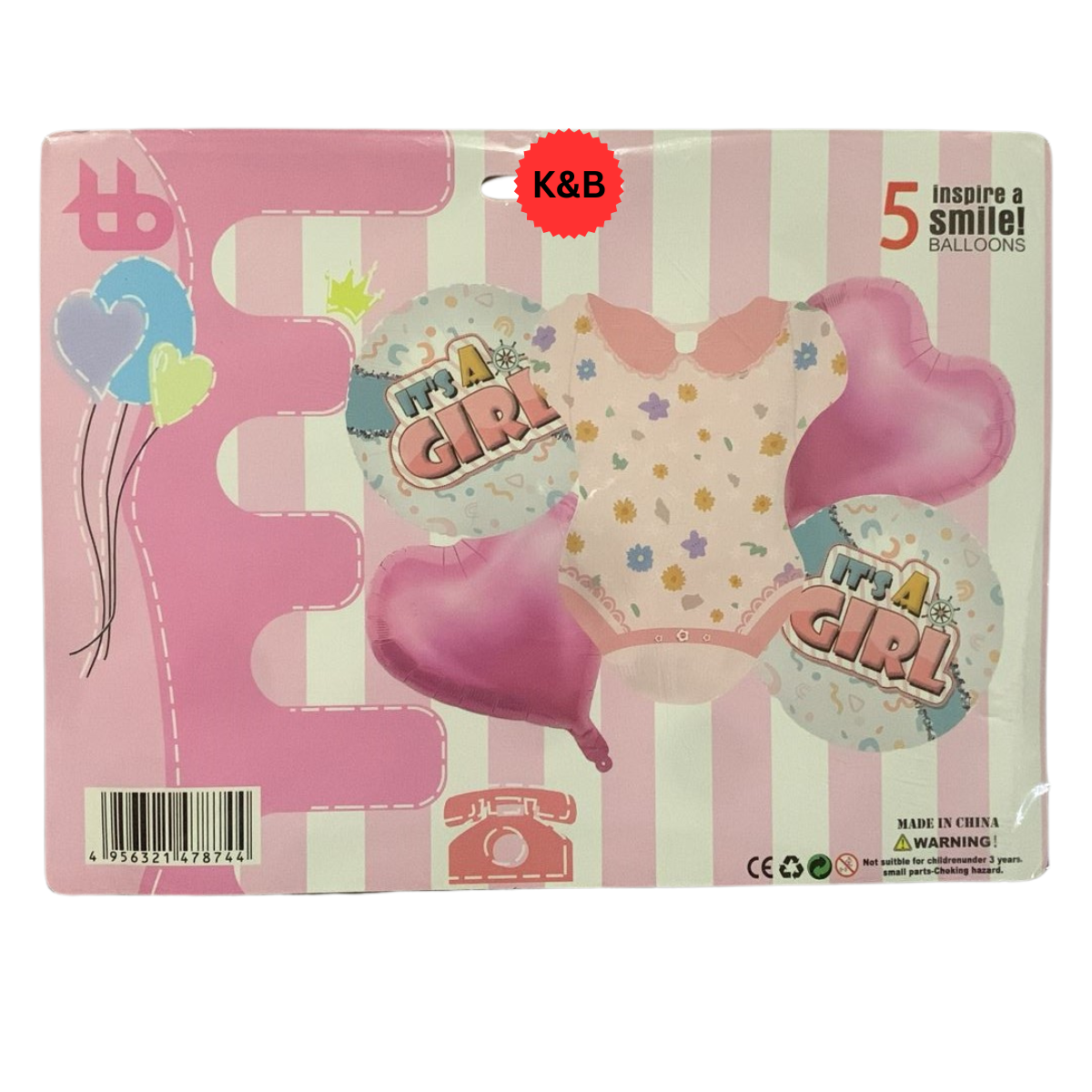 Baby Girl Exclusive Foil Balloons Set - 5Pcs