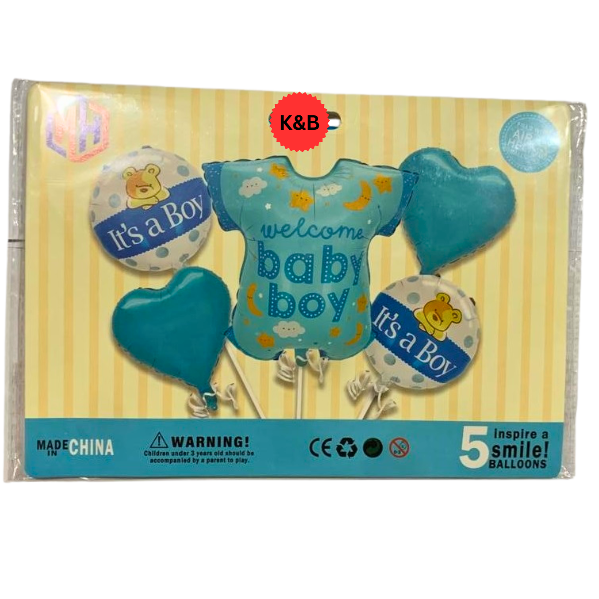 Baby Boy Combo Foil Balloons Set - 5 Pcs