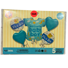 Baby Boy Combo Foil Balloons Set - 5 Pcs