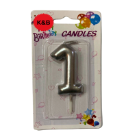 Silver Cake Number Candle