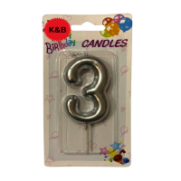 Silver Cake Number Candle