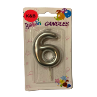 Silver Cake Number Candle