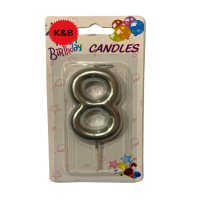 Silver Cake Number Candle