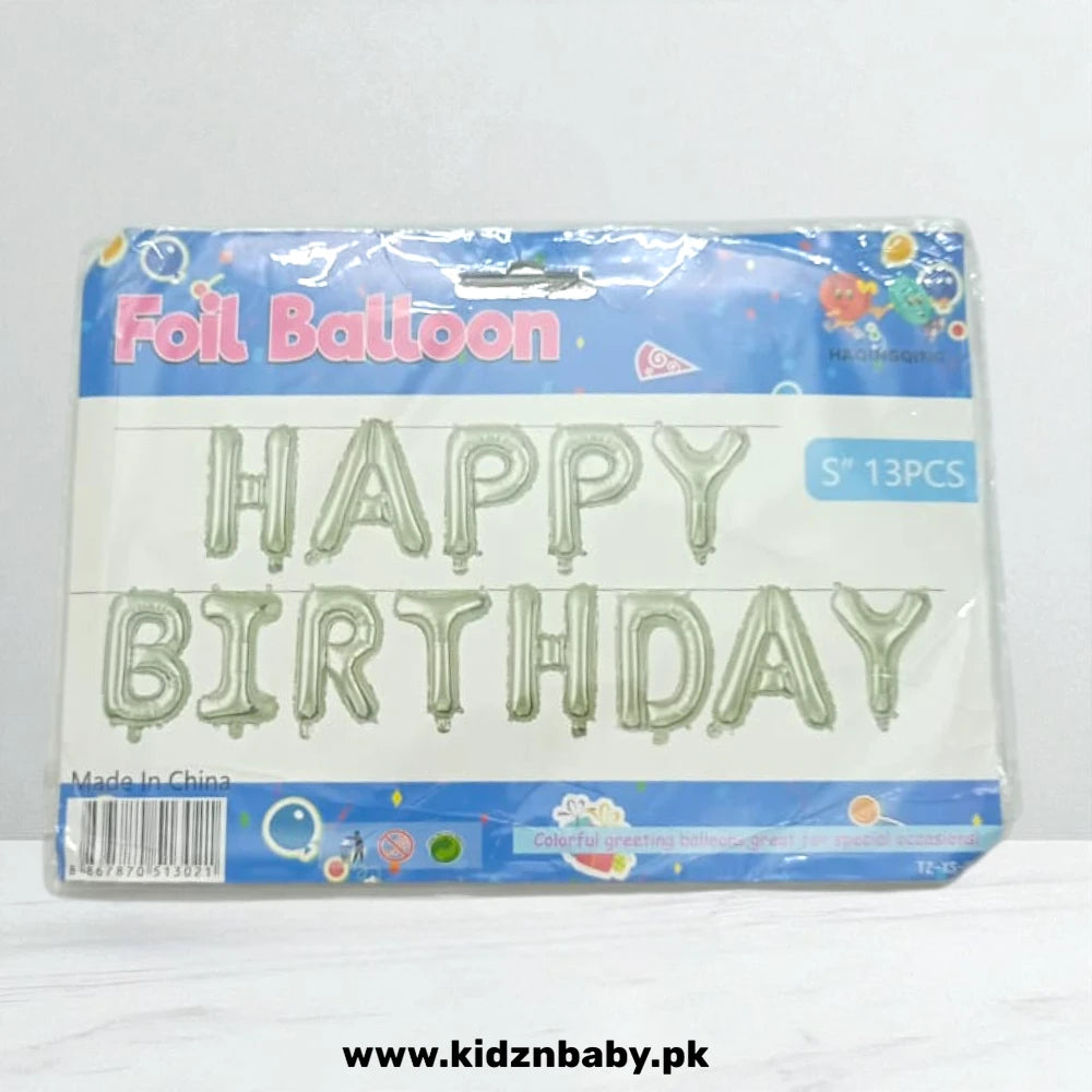 Silver Happy Birthday Letter Banner