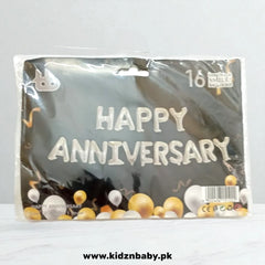 Happy Anniversary Silver Letter Foil Balloons
