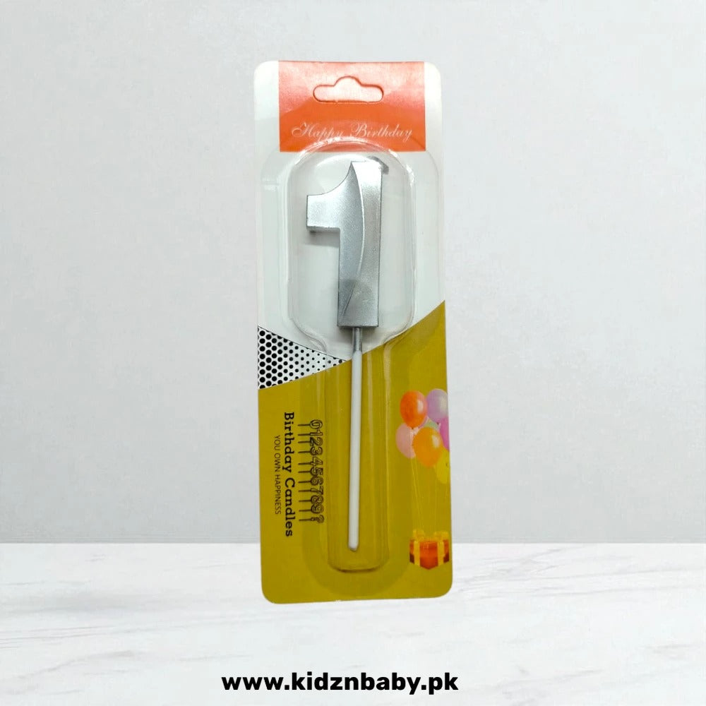 Silver Cake Number Candle Long for Birthday Cake