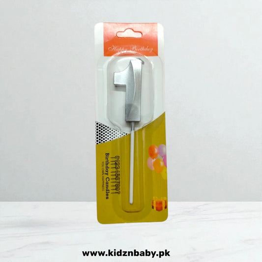 Silver Cake Number Candle Long for Birthday Cake