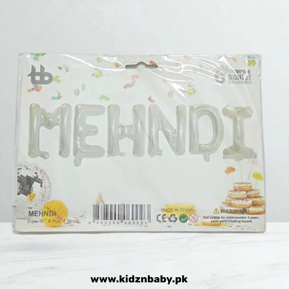 Silver Mehndi Alphabet Foil Helium Letter Balloon 