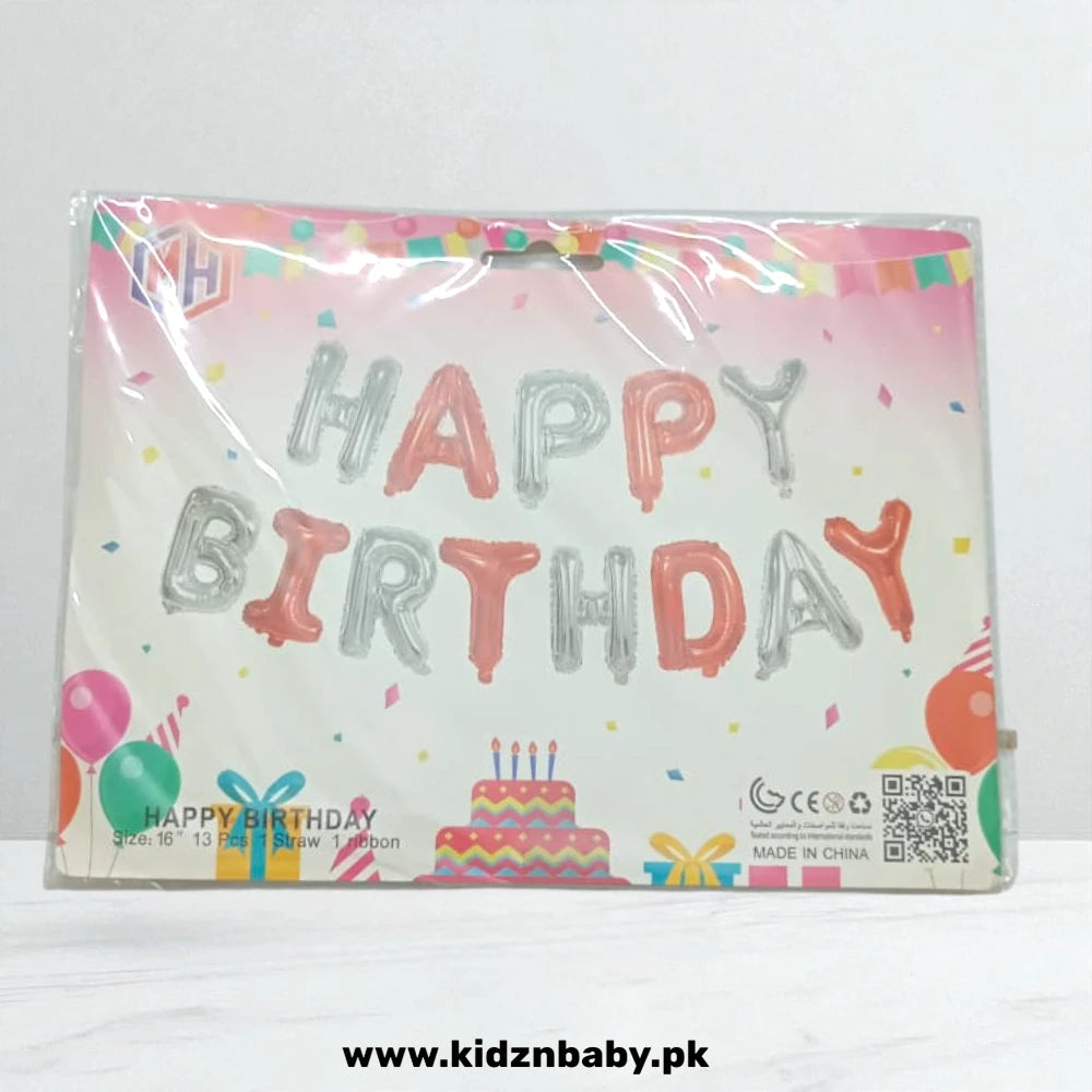 Silver and Red Happy Birthday Balloons
